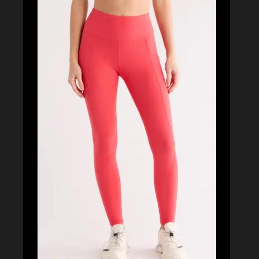 Marika Red High-Waisted Leggings with Pockets